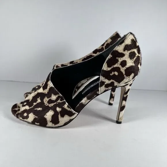 Charles David Leopard Calf Hair D'Orsay Peep Toe Stiletto Pumps Women's Size 7 - Picture 3 of 9